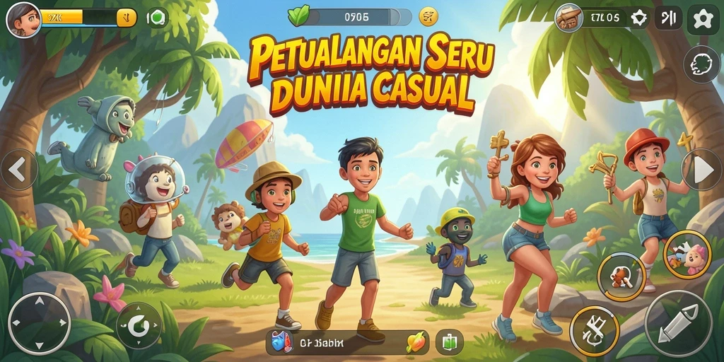 Screenshot menampilkan karakter aktif dalam gameplay yang seru dan santai.