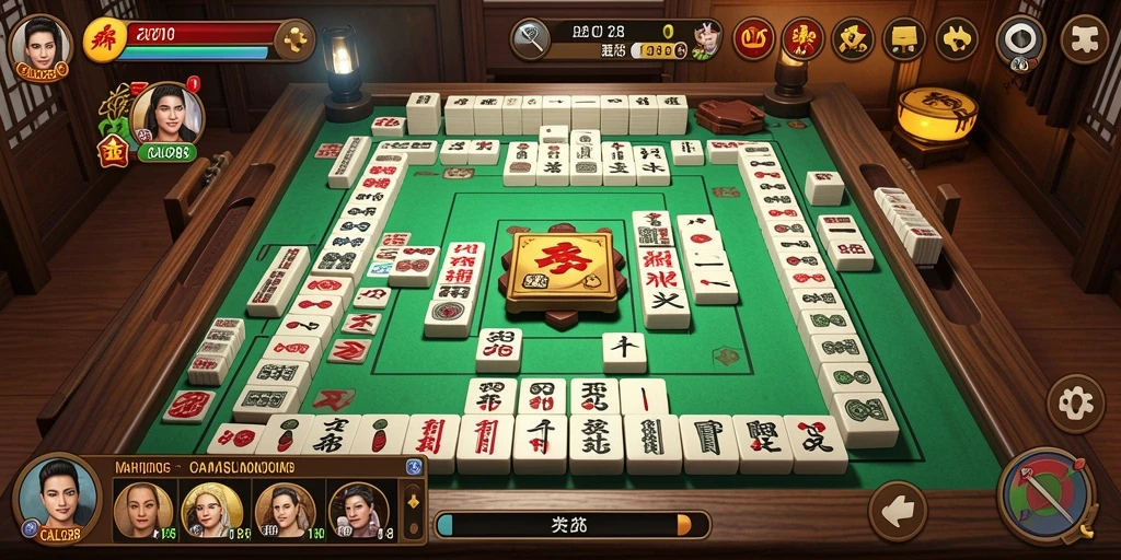 Tangkapan layar gameplay mendatang dengan suasana Mahjong yang seru.