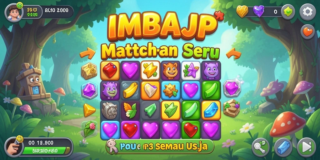 Tampilan gameplay IMBAJP yang penuh warna dan seru.