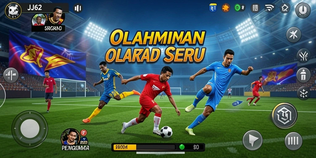Screenshot gameplay JJ62 menampilkan aksi seru di lapangan olahraga.
