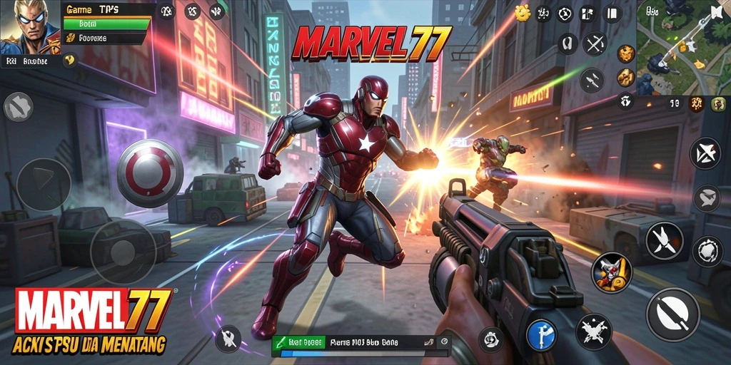 Screenshot gameplay seru MARVEL77 dengan aksi tembak-menembak intens.