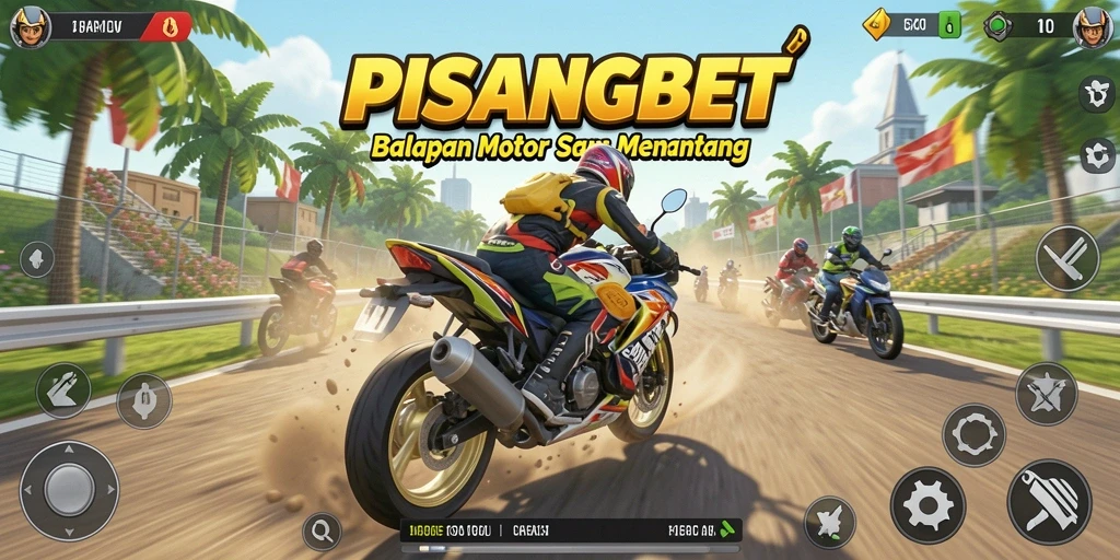 Screenshot gameplay PISANGBET dengan balapan motor yang seru.