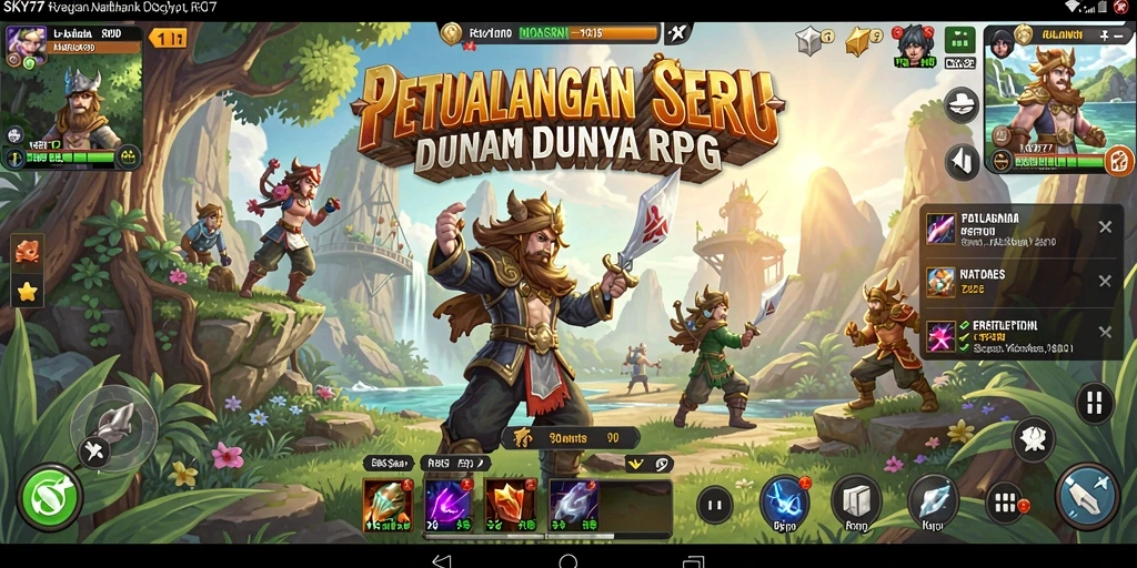 Tangkapan layar utama <strong>SKY77</strong> menunjukkan aksi pertempuran yang mendebarkan di dunia RPG.