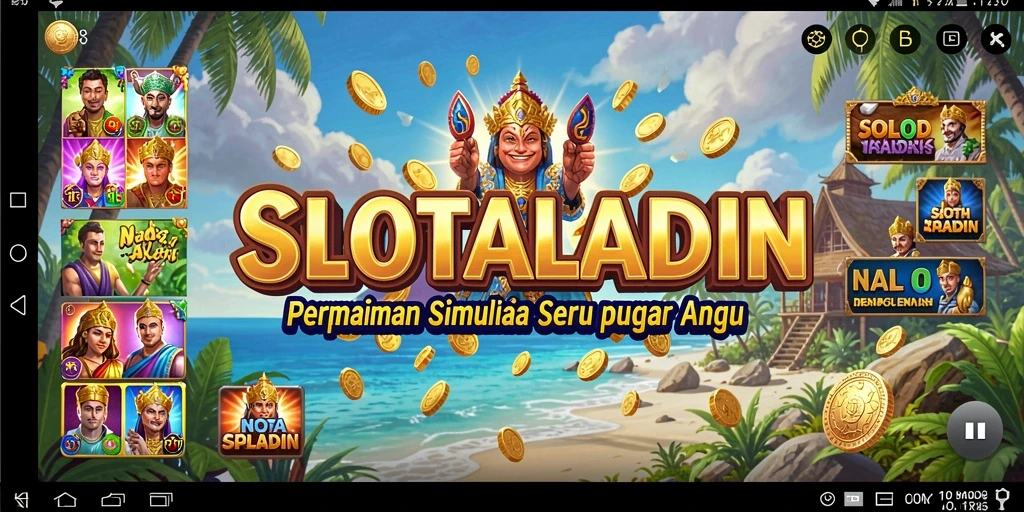 Screenshot gameplay SLOTALADIN yang menampilkan aksi putaran mesin slot.