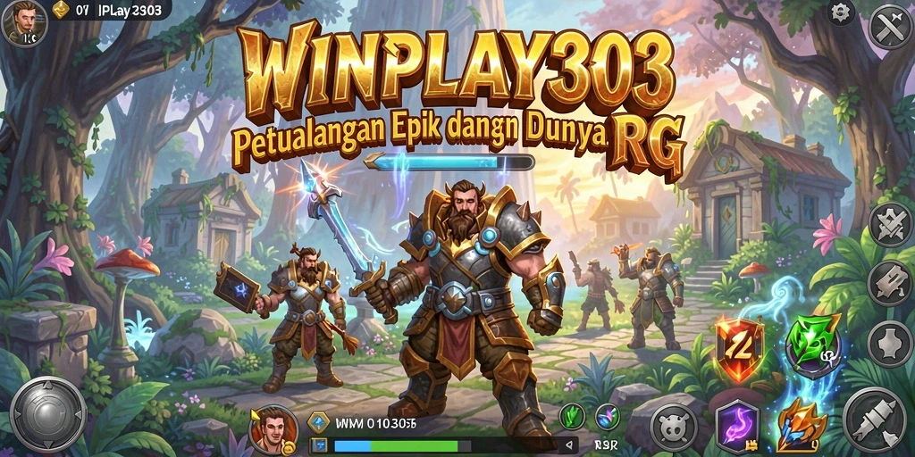 Tangkapan layar utama WINPLAY303 menampilkan pertempuran epik dalam dunia RPG.